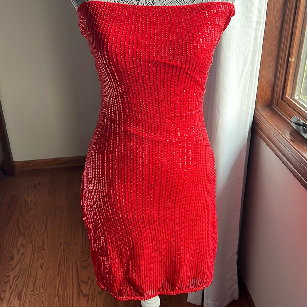 Red Sequin Cocktail Dress
